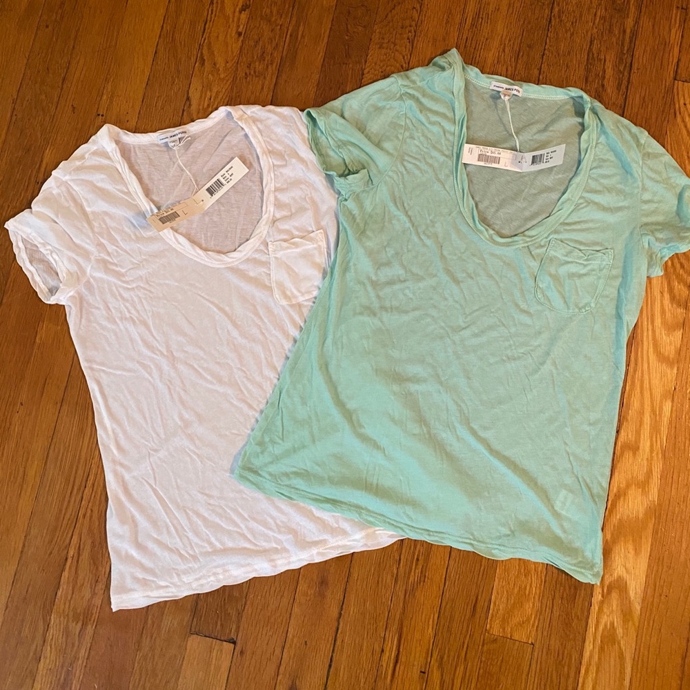 James Perse tshirts size 4 white/green